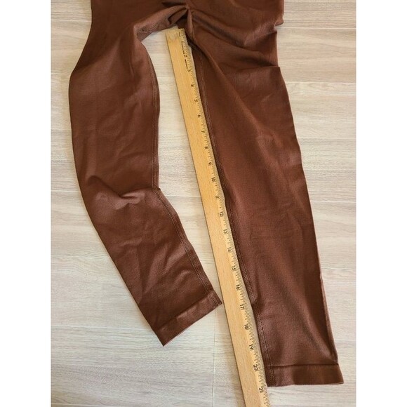 Rust Ribbed Leggings XS High Waist Ruched Back Stretchy Athleisure Pants - Picture 7 of 7